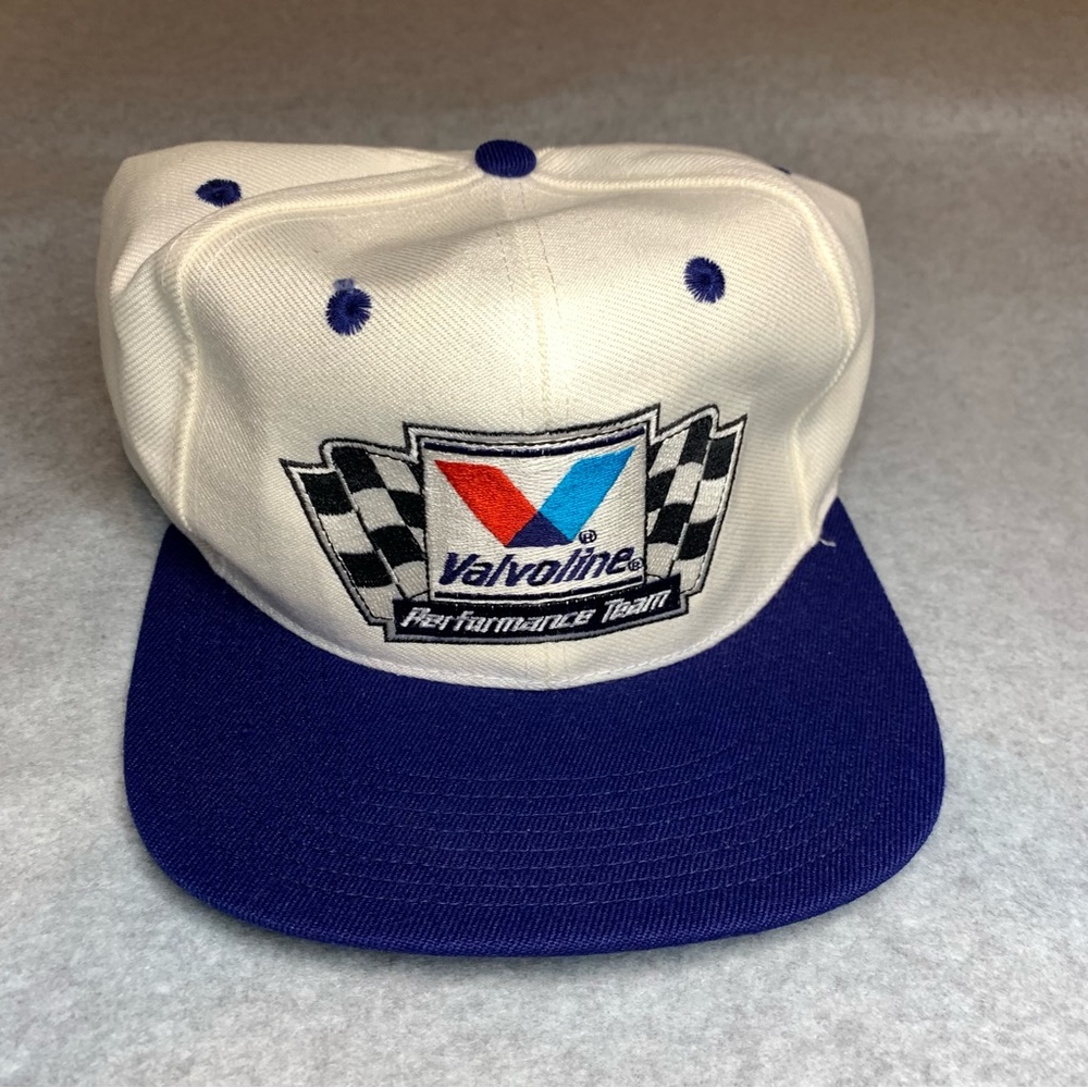 Vintage Valvoline Performance Team Checkered Flag Snapback Hat Members Pack Box
